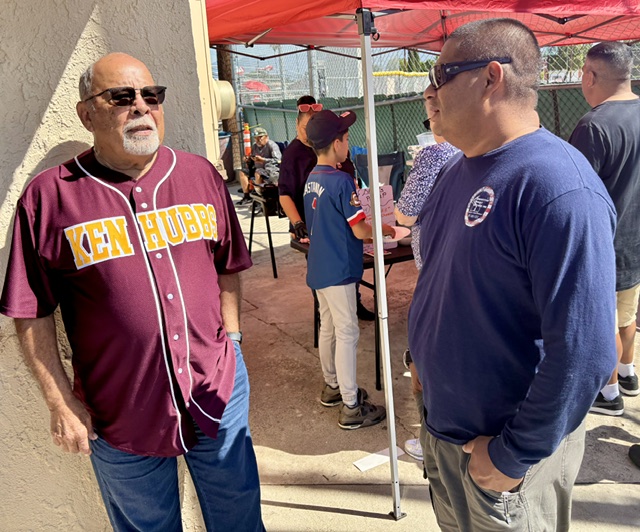 Mayor Frank J. Navarro celebrating Colton youth at the Ken Hubbs Little League closing ceremonies. Photo 18 of 23.