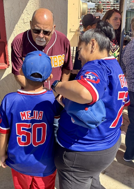 Mayor Frank J. Navarro celebrating Colton youth at the Ken Hubbs Little League closing ceremonies. Photo 14 of 23.